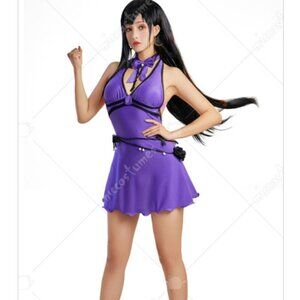 Final Fantasy VII Remake - Tifa Lockhart Purple Dress Cosplay Costume Size S